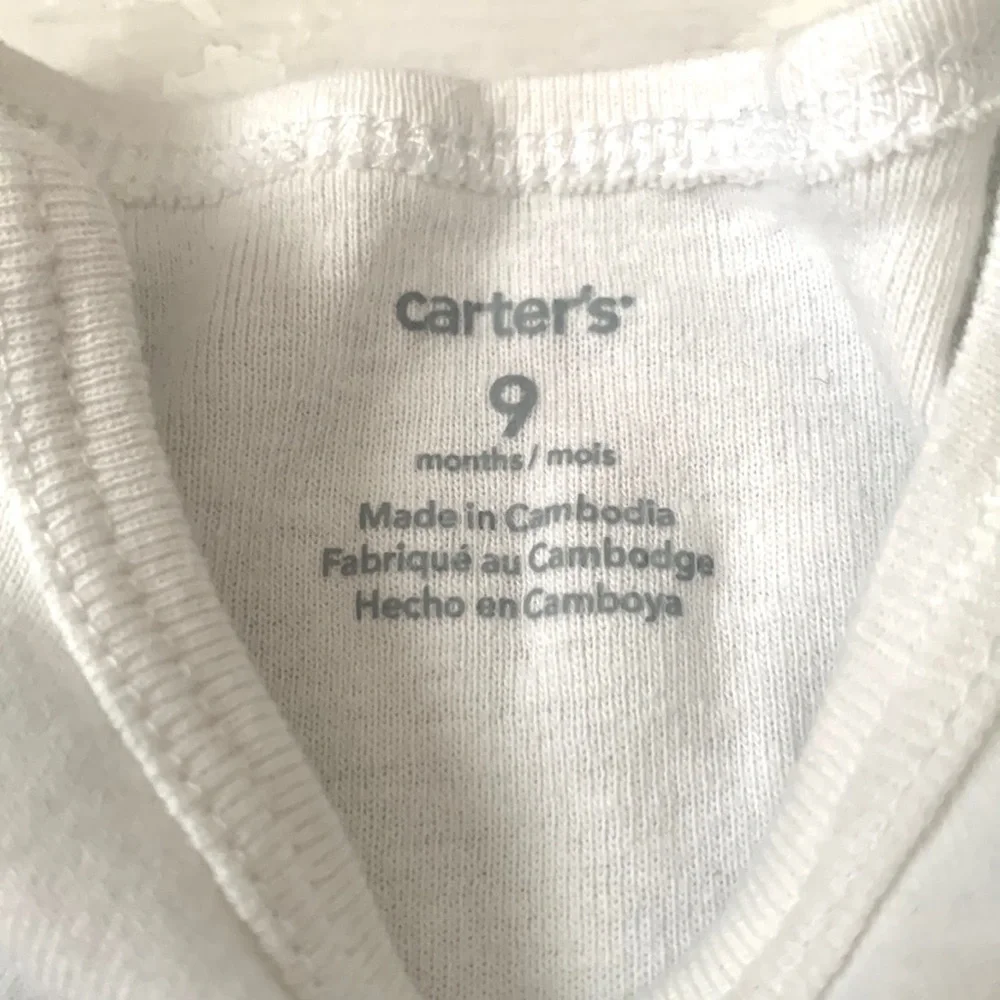 Carters 9m Baby Boy Outfit Blqck Pants Space Print White Short Sleeve Onesie